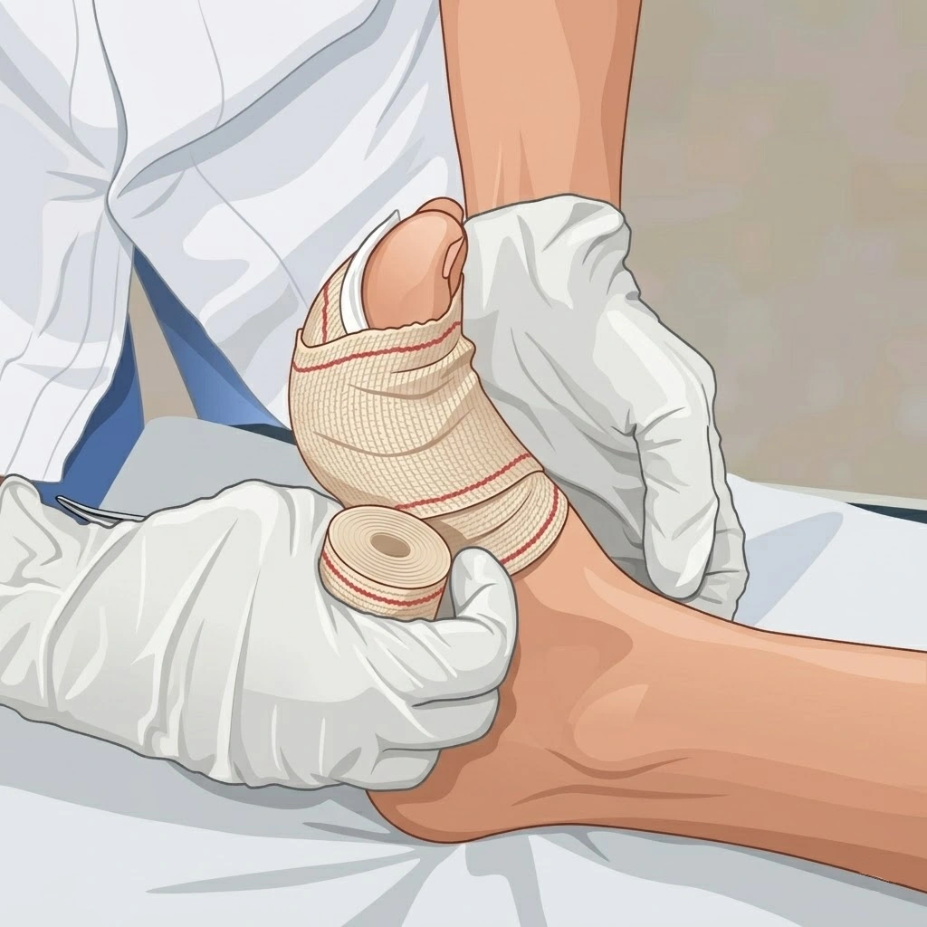 Wound bandaging close-up